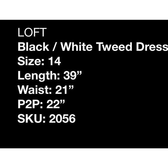 NWT LOFT Tweed Black and White Dress- size 14 - Picture 6 of 6